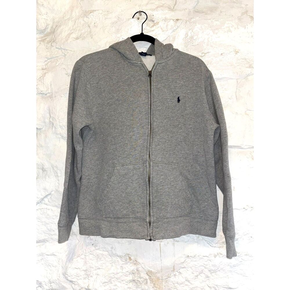 Boys Polo Ralph Lauren Gray Heather Fleece  Full Zip Hoodie XL (18-20) Pony Logo